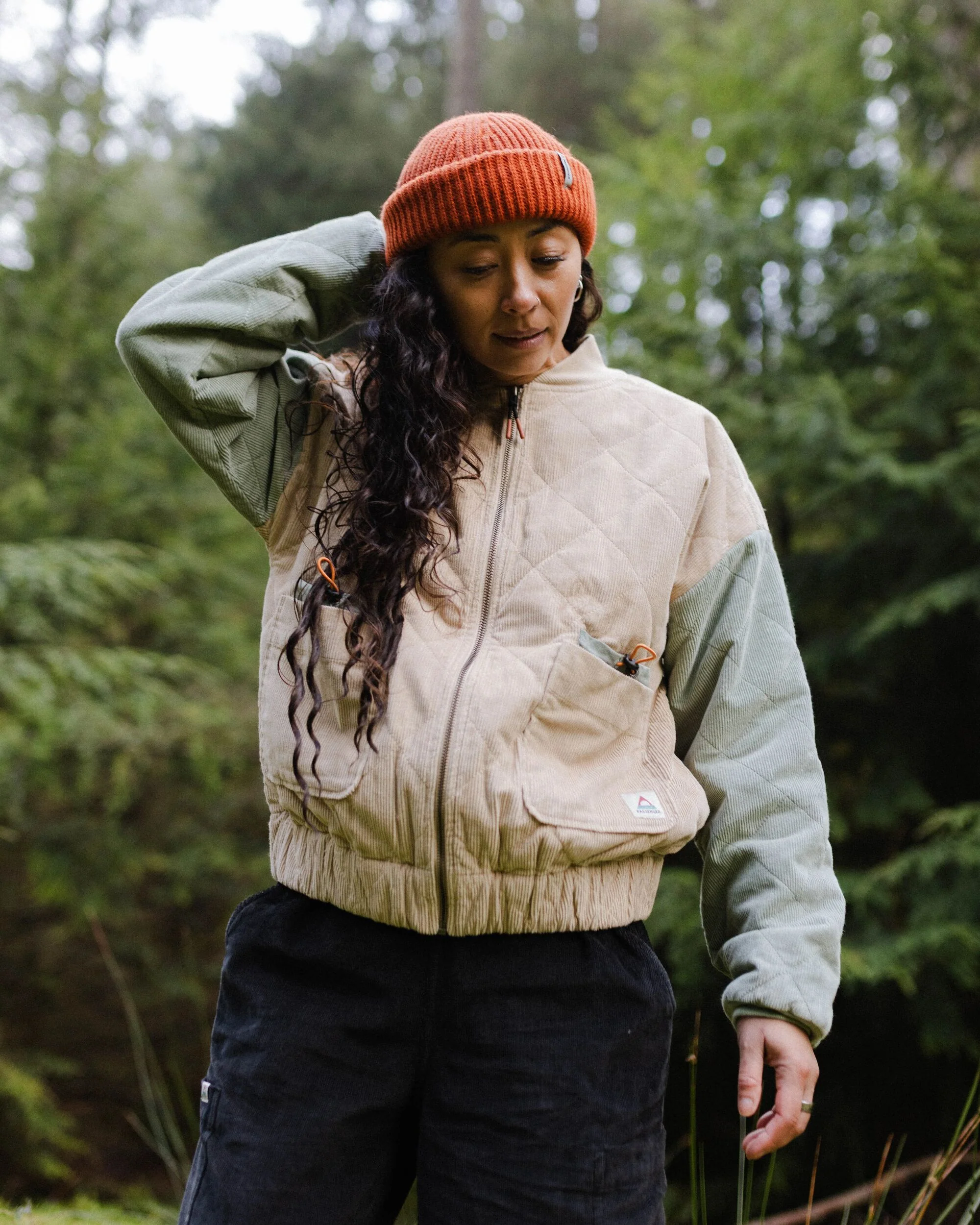 Lucia Quilted Cord Jacket - Stone/Pistachio